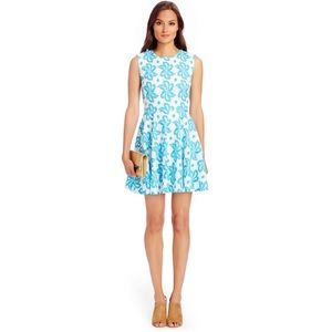 Diane Von Furstenberg Blue Floral Fit Flare Dress